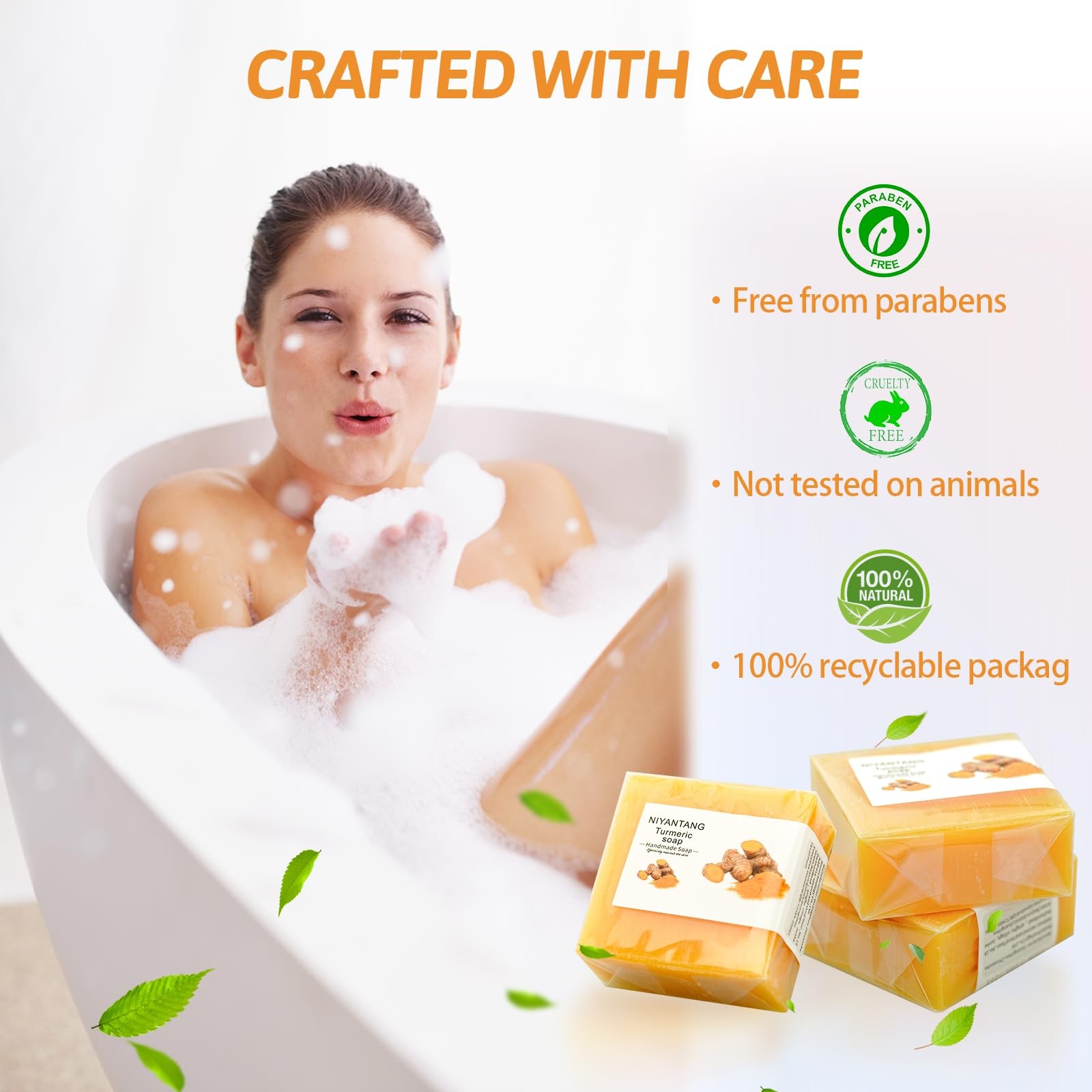 Shibarcle 3 PCS Turmeric Soap Bar, Natural Bar for 3.6 Ounce (Pack of 3)
