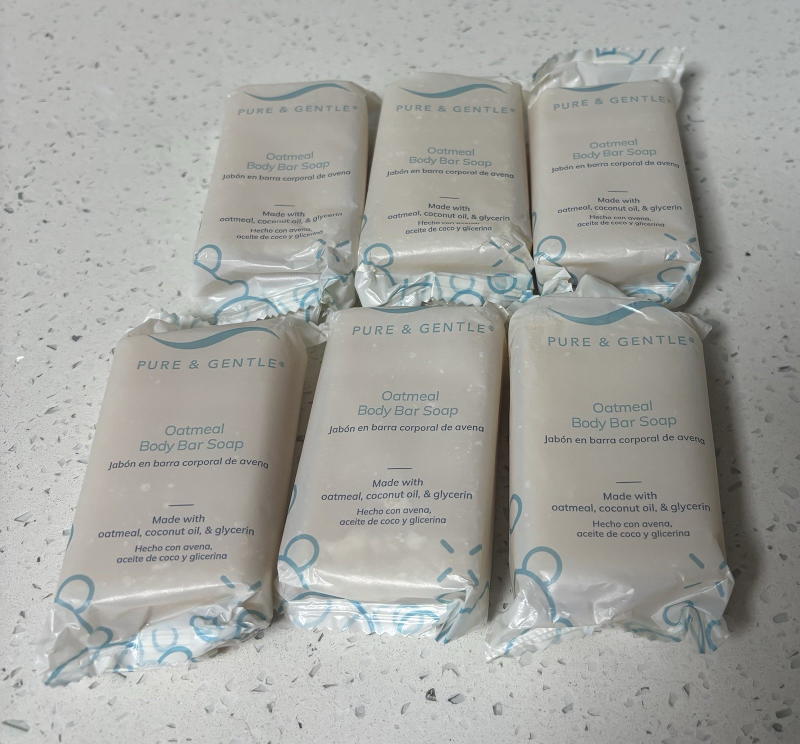 Pure & Gentle Soap Oatmeal Bath & Body Soap Bars Oat & Essential Oils 6 Bars