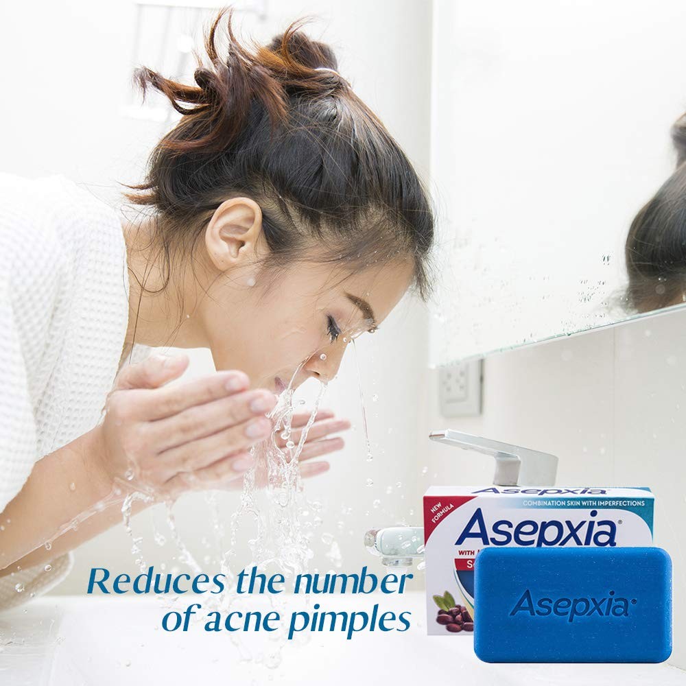 Asepxia Scrub Acne Bar Soap Deep Cleansing Blackheads, 4oz. (113g) (Pack of 6)