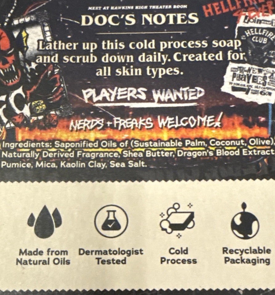 Dr. Squatch Limited Edition HELLFIRE & BEYOND Natural Soap Bar Stranger Things