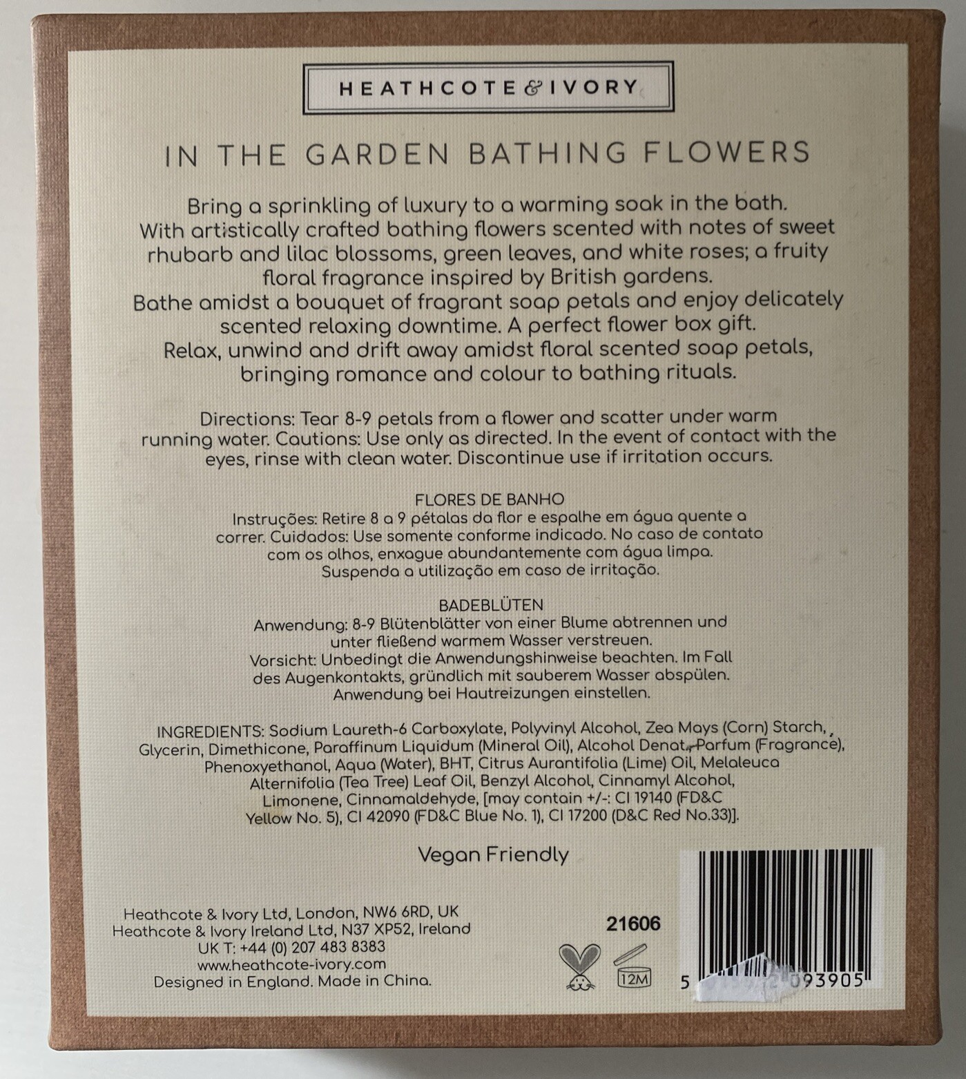 Heathcote & Ivory IN THE GARDEN Bath Soap Flowers Sweet Rhubarb & Lilac Blossoms