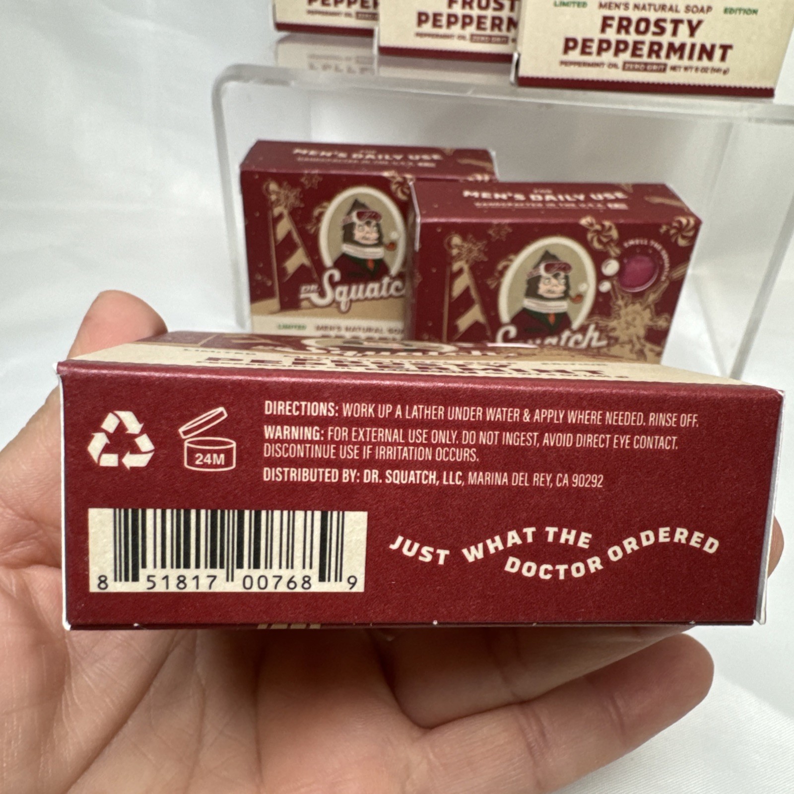 L@@K NEW 6 BARS RARE DR SQUATCH LIMITED EDITION FROSTY PEPPERMINT SOAP HOLIDAY