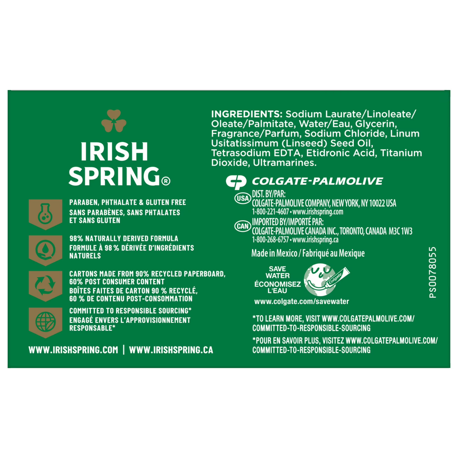 Irish Spring Icy Blast Bar Soap for Men, Mens Bar Soap, 12 Pack, 3.7 oz Soap Bar