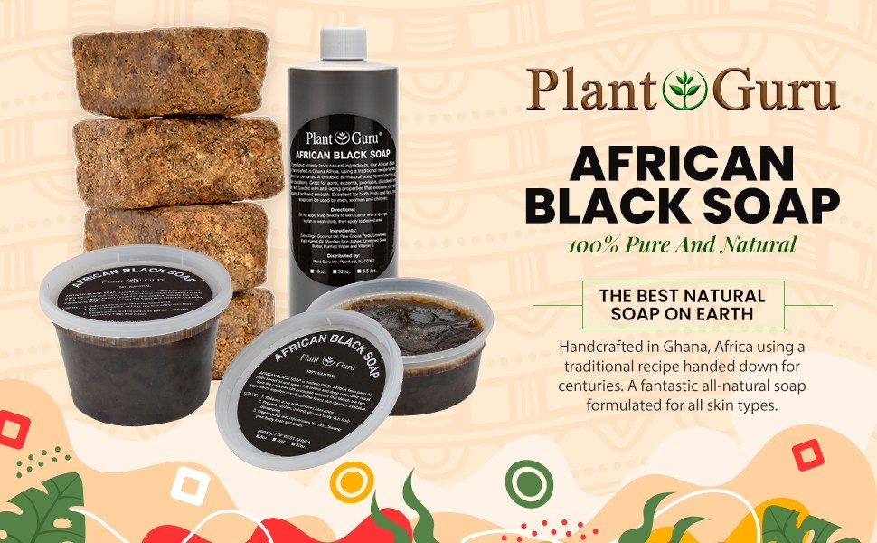 Raw African Black Soap 5oz Bar 100% Pure Natural Organic Ghana Acne Treatment, A