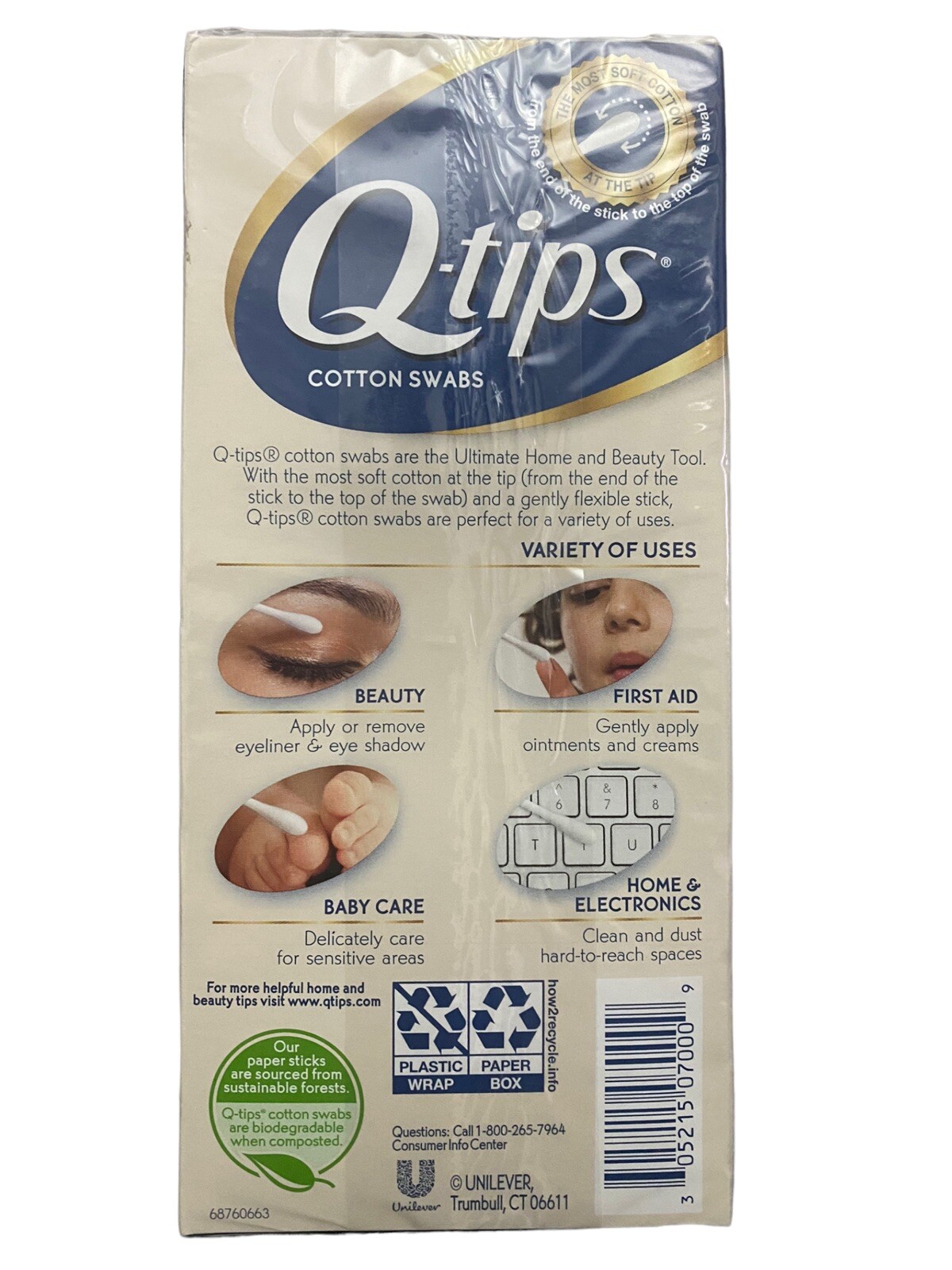 (3) Q-Tips Cotton Swabs 170 each= 510 Cotton swabs Total