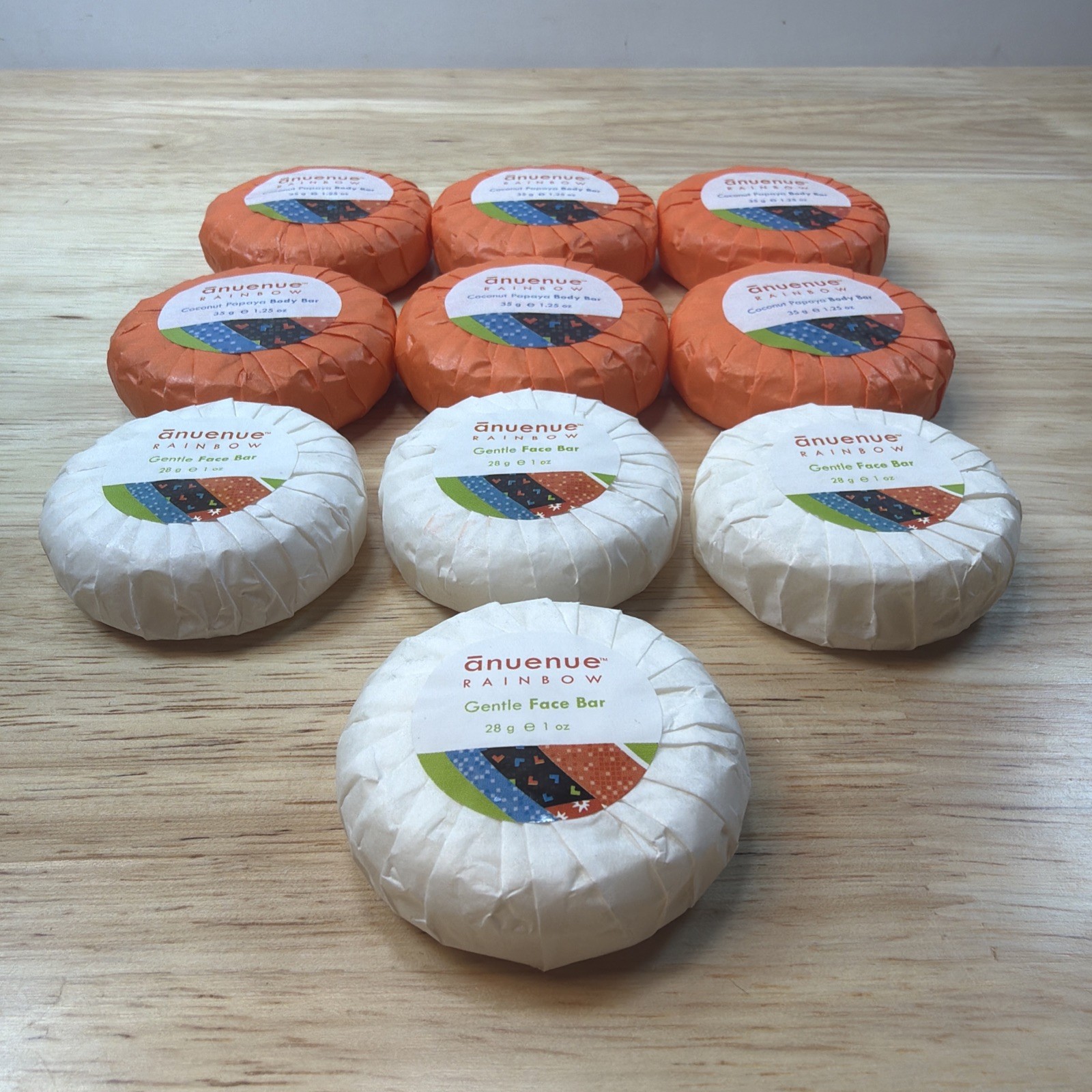 6x Anuenue Rainbow Coconut Papaya, Body Bars (1.25oz) & 4x Face Bars (1oz)
