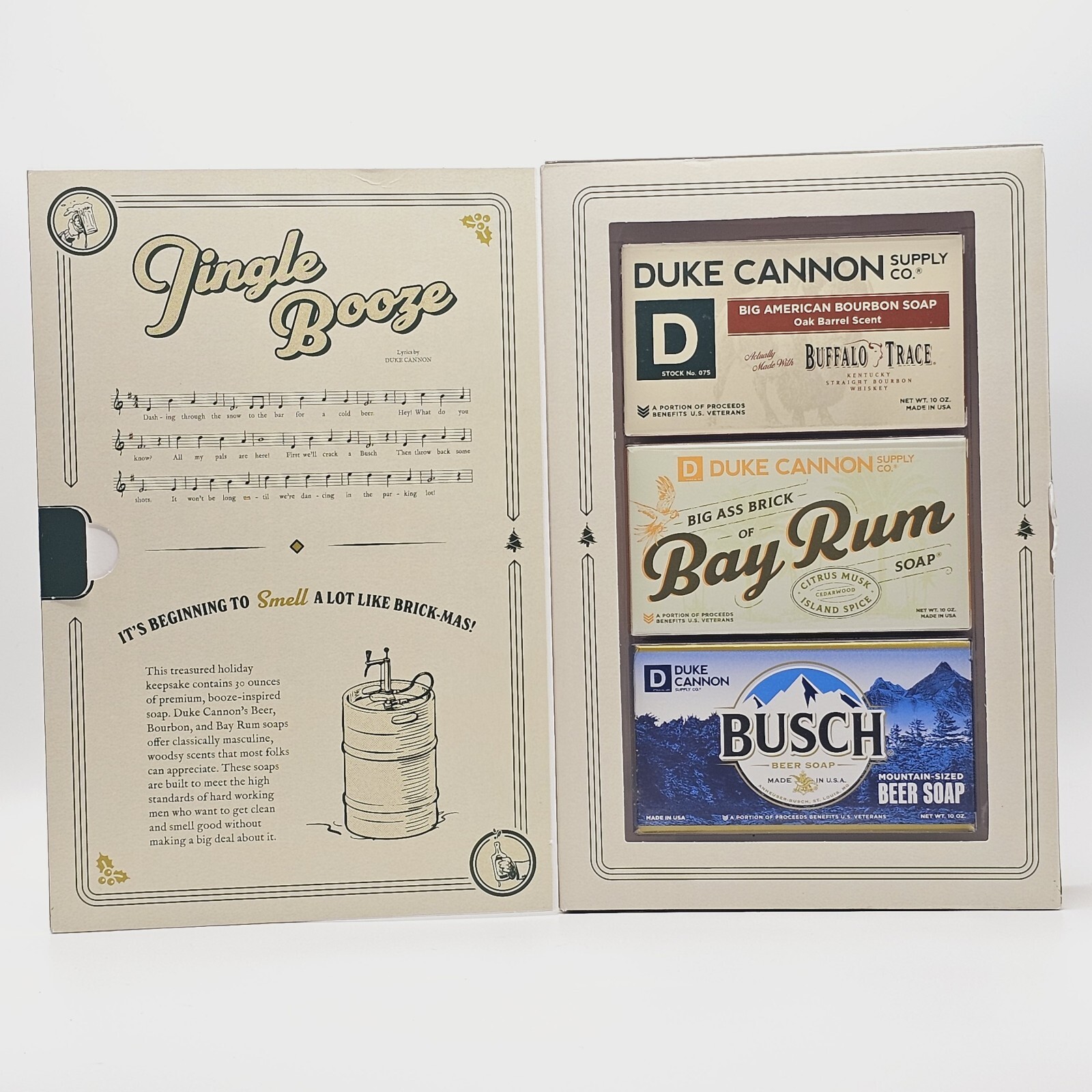 Duke Cannon Jingle Booze Soap 3 bars Beer and Bourbon