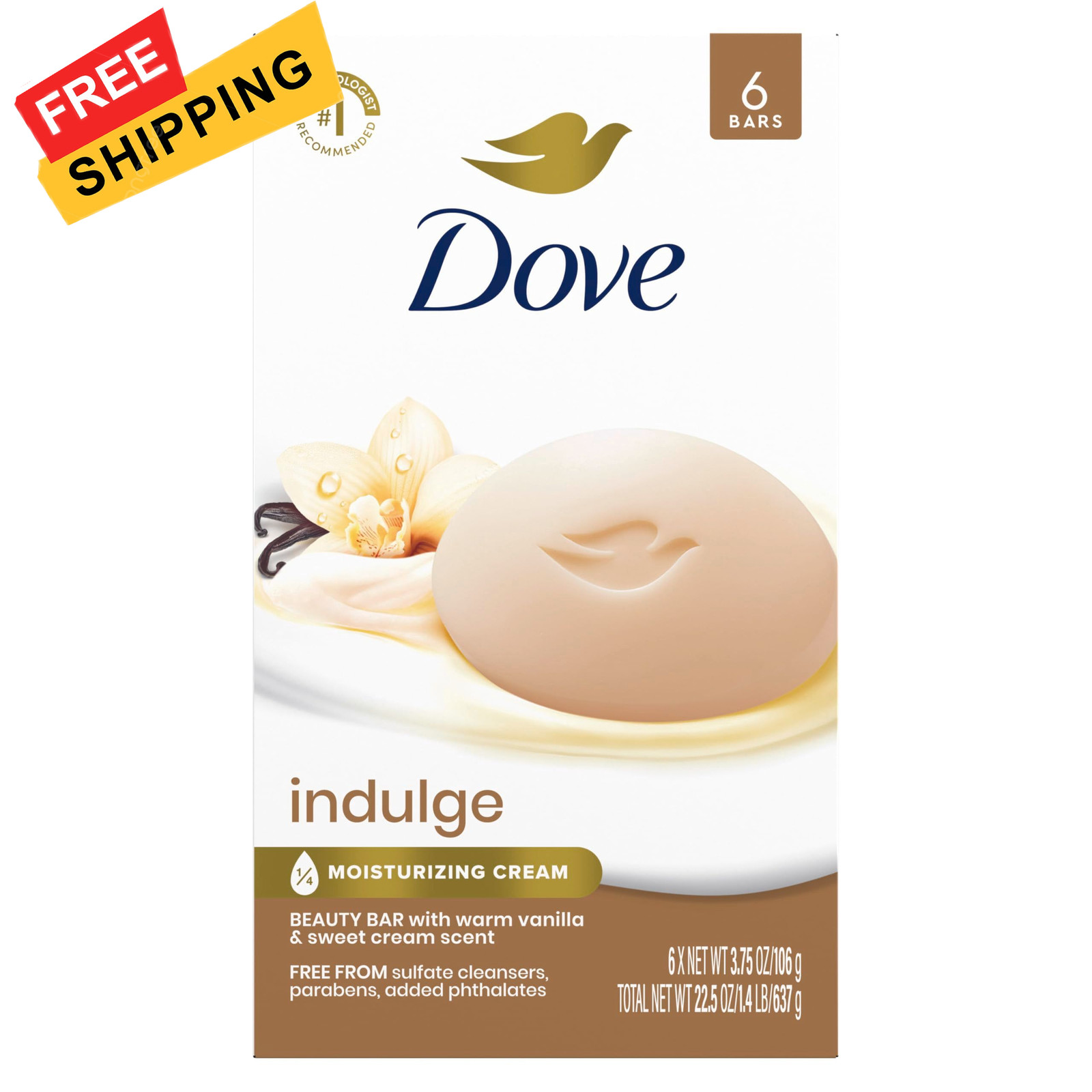 Dove Indulge Beauty Bar Soap 6 Count, Warm 3.75 Ounce (Pack of 6), Brown