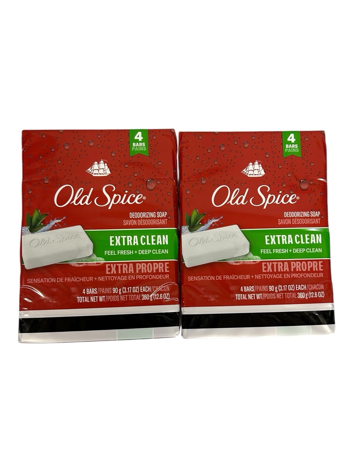 2 Packs of 4 bars each. Old Spice Deodorizing Bar Soap Extra Clean Fresh 3.17 oz