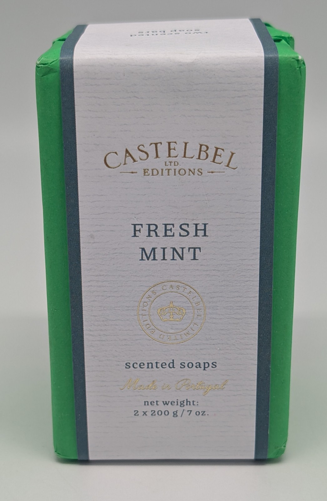 2 pk Castelbel Fresh Mint Scented Bar Soap 7oz each Luxury Soap Made in PORTUGAL