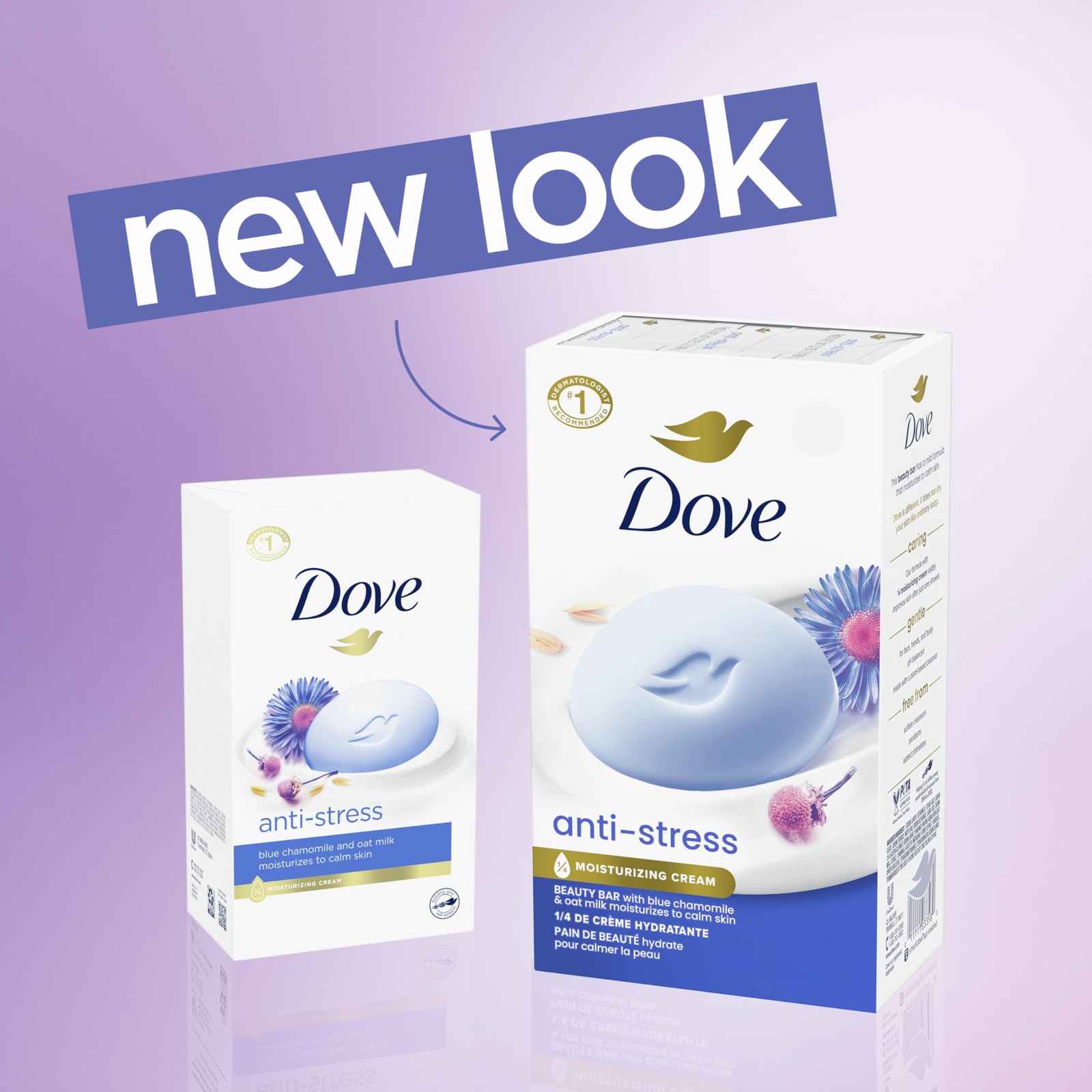 Dove Beauty Bar Gentle Cleanser Anti-Stress 22.5 Ounce (Pack of 1), Blue