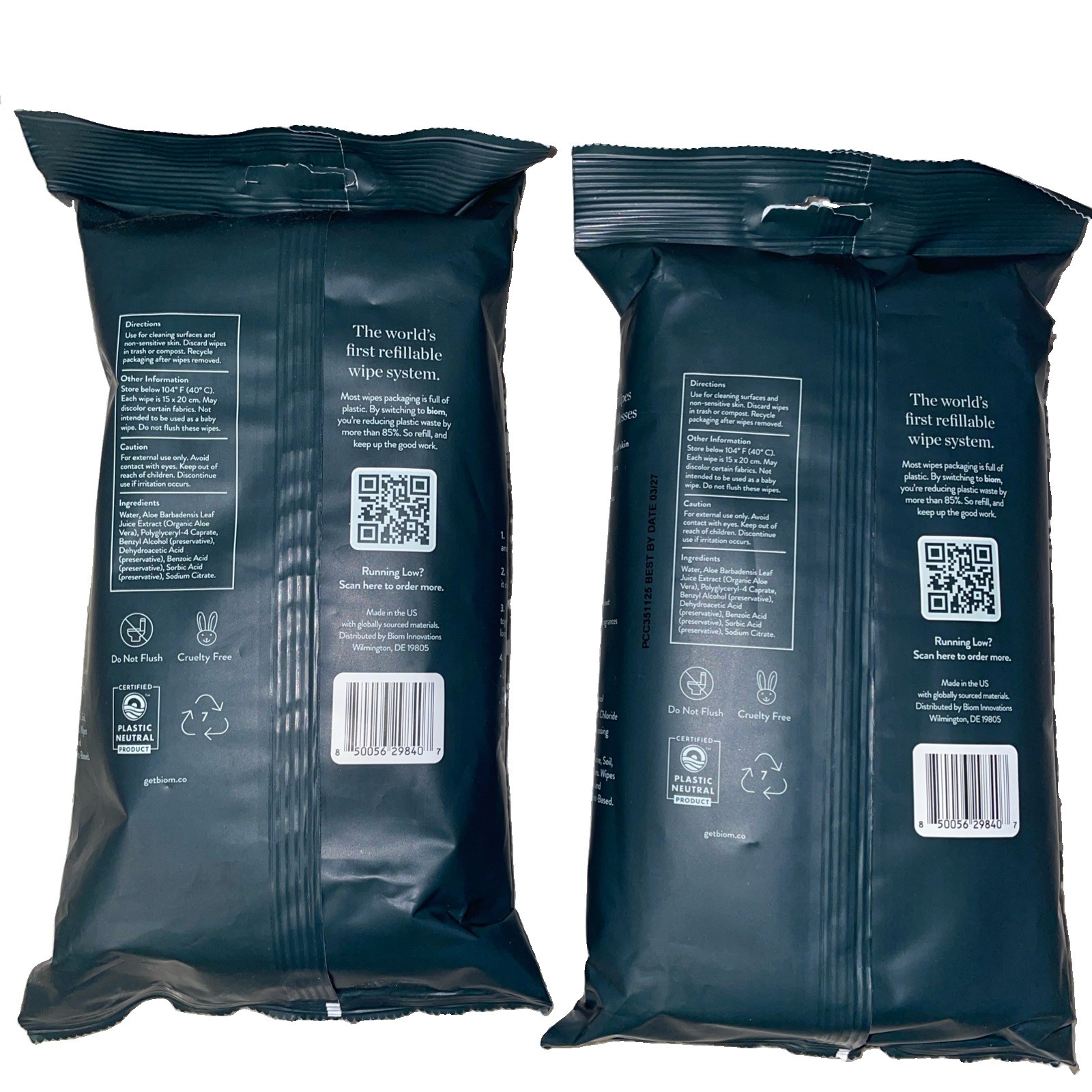 2 Biodegradable All-Purpose Wipes Pack Refill – Eco-Friendly Fragrance Free
