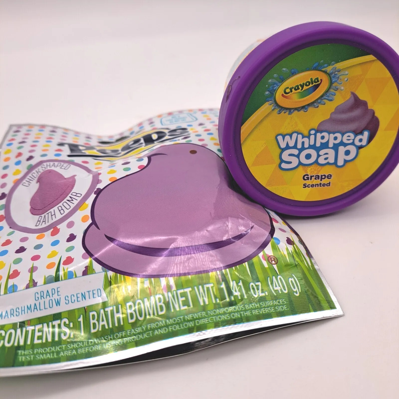 Crayola Whipped Soap 2.82oz.Grape Body Wash + 1 Peeps Bath Chicken Shape