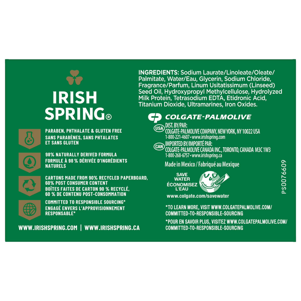 3 Pack Irish Spring Moisture Blast Bar Soap, Men’s Moisturizing, 3.7 Oz, 8 Bars