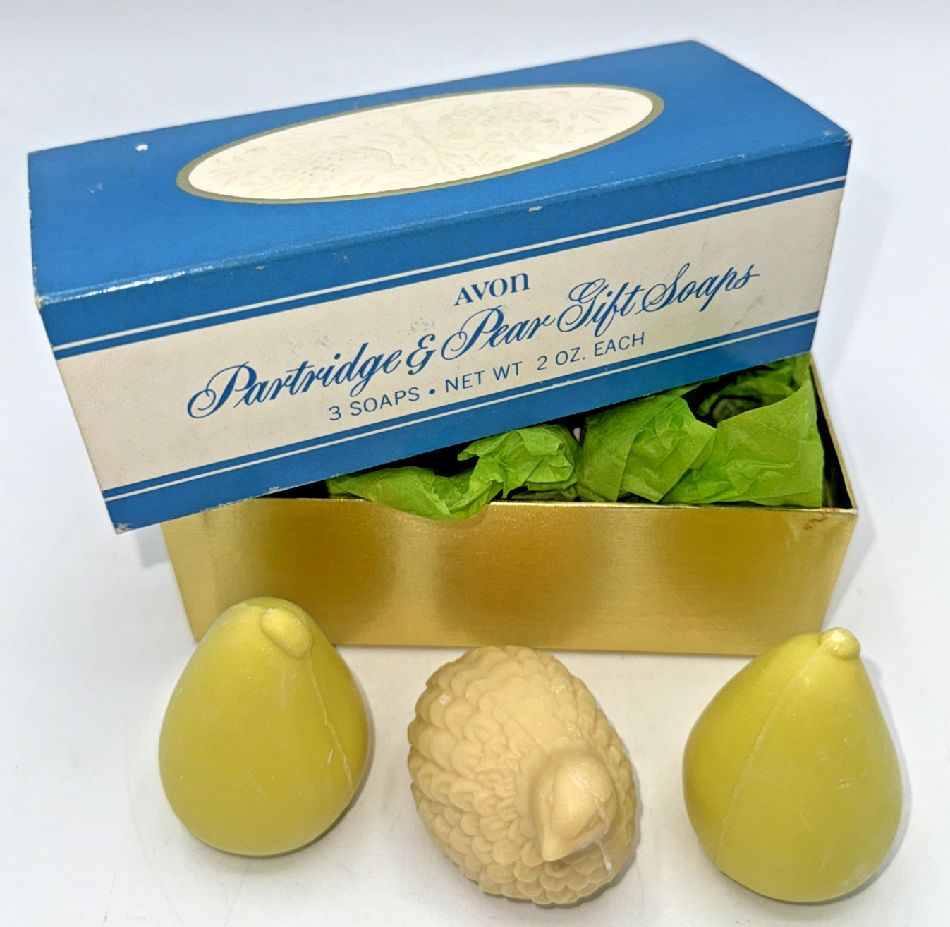 Vintage Avon Partridge & Pear Gift Soaps Set Of 3, W/Box 1970’s Guest Soap Decor
