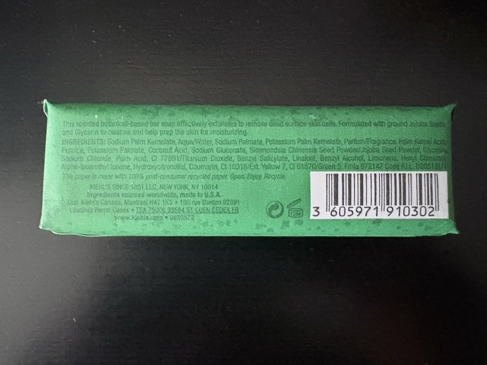 Kiehl’s Scented Scrub Soap Bar Coriander 5.0 oz. New