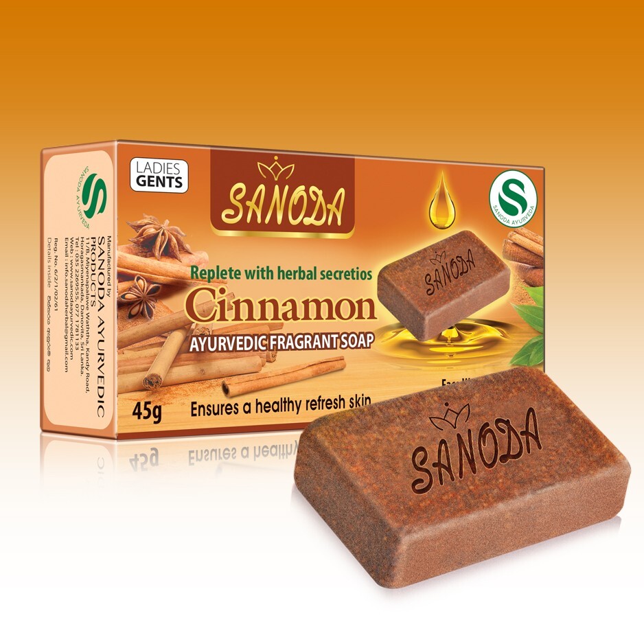 Sanoda Cinnamon Ayurvedic Herbal Fragrant Soap pure Cinnamon Extract and Oil 45g