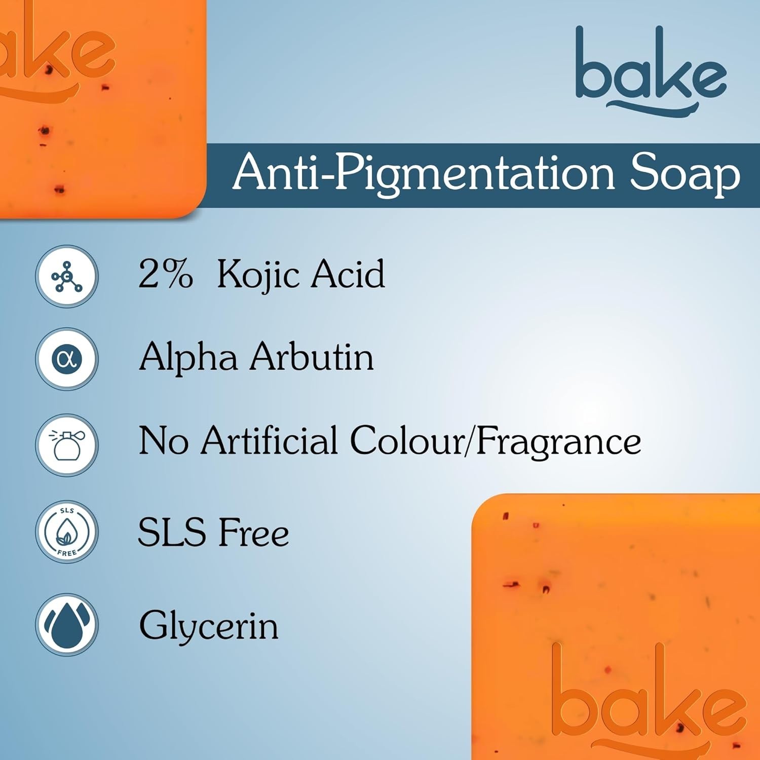 BAKE 2% Kojic Acid Scrub Soap Alpha Arbutin Lactic Acid Niacinamide