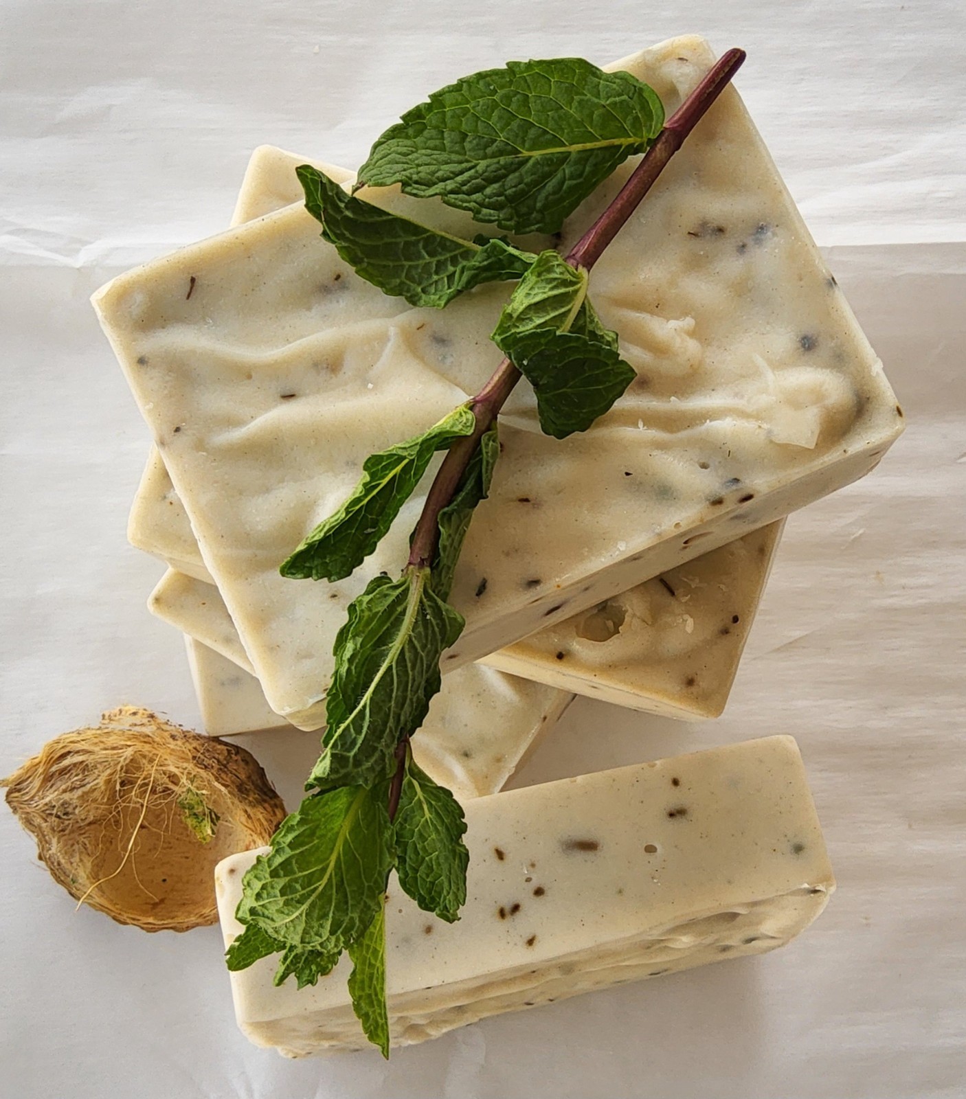 3 pcs Handmade Peppermint-Lavender-Bentonite Clay Natural Soap 3.5 oz each.