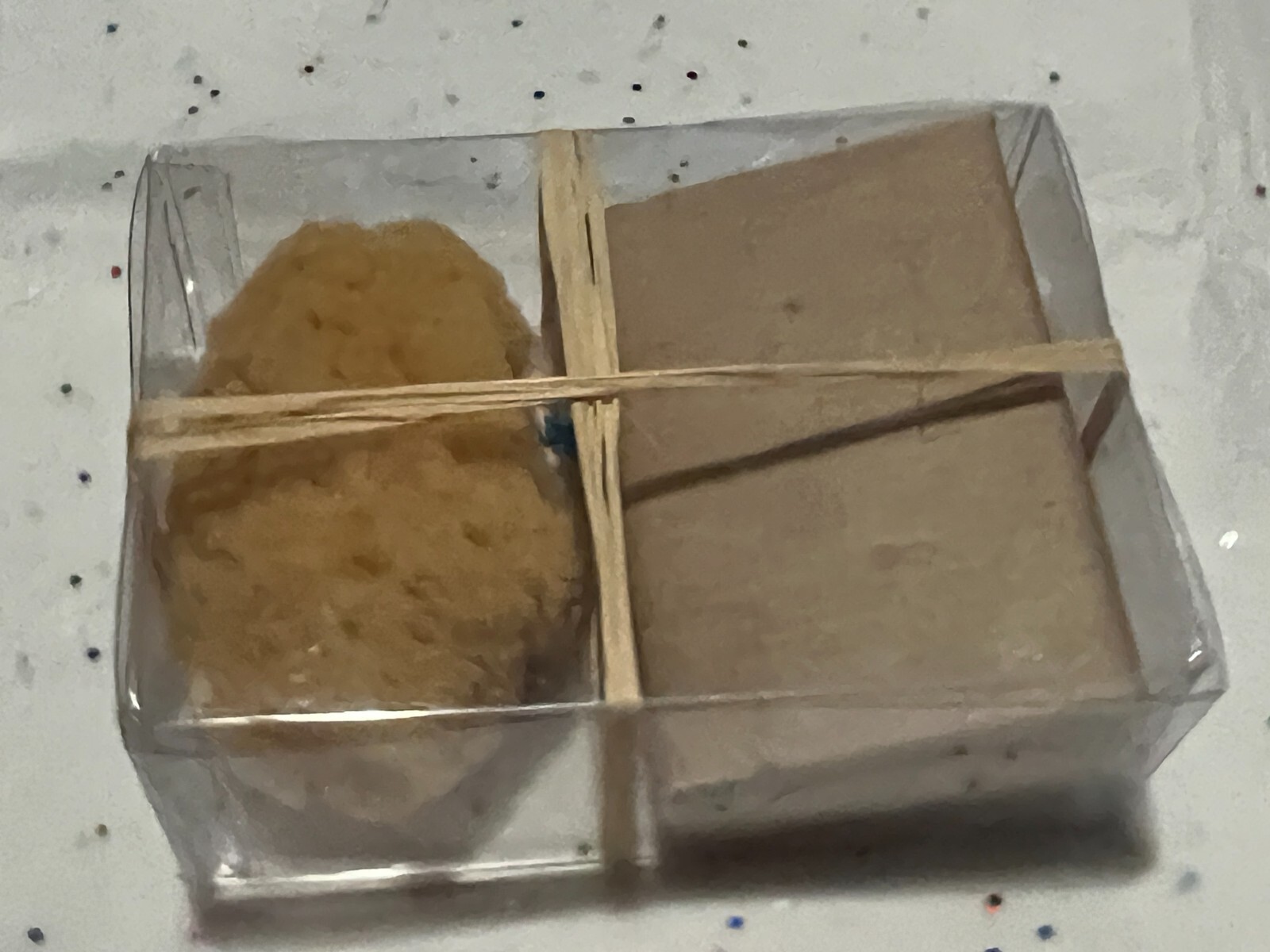 3PC Set Pure Greek Handmade Olive Oil Soap, Loaf Sponge & Glass Evil Eye