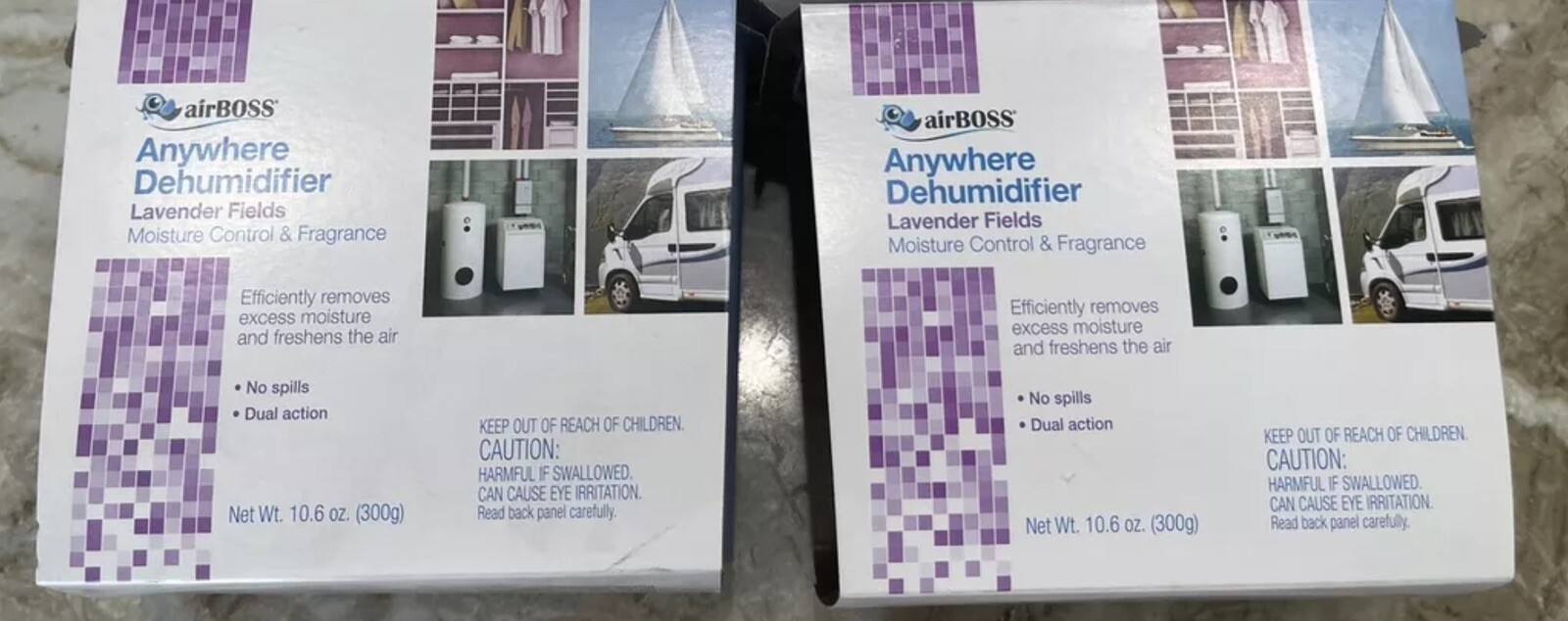 airBOSS Everywhere Dehumidifier Moisture Control Lavender Fields 10.6oz LOT OF 2