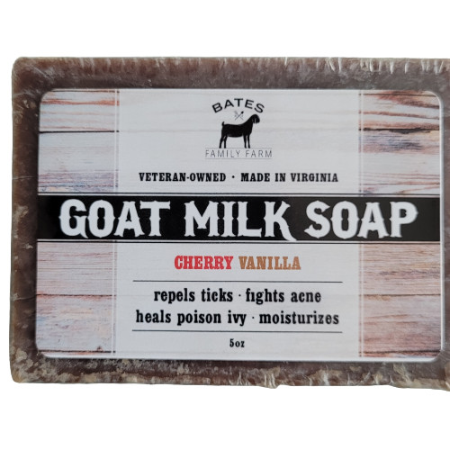 Bates Family Farm Cherry Vanilla Fat and Lye Soap Goat Milk Olive Oil Natural