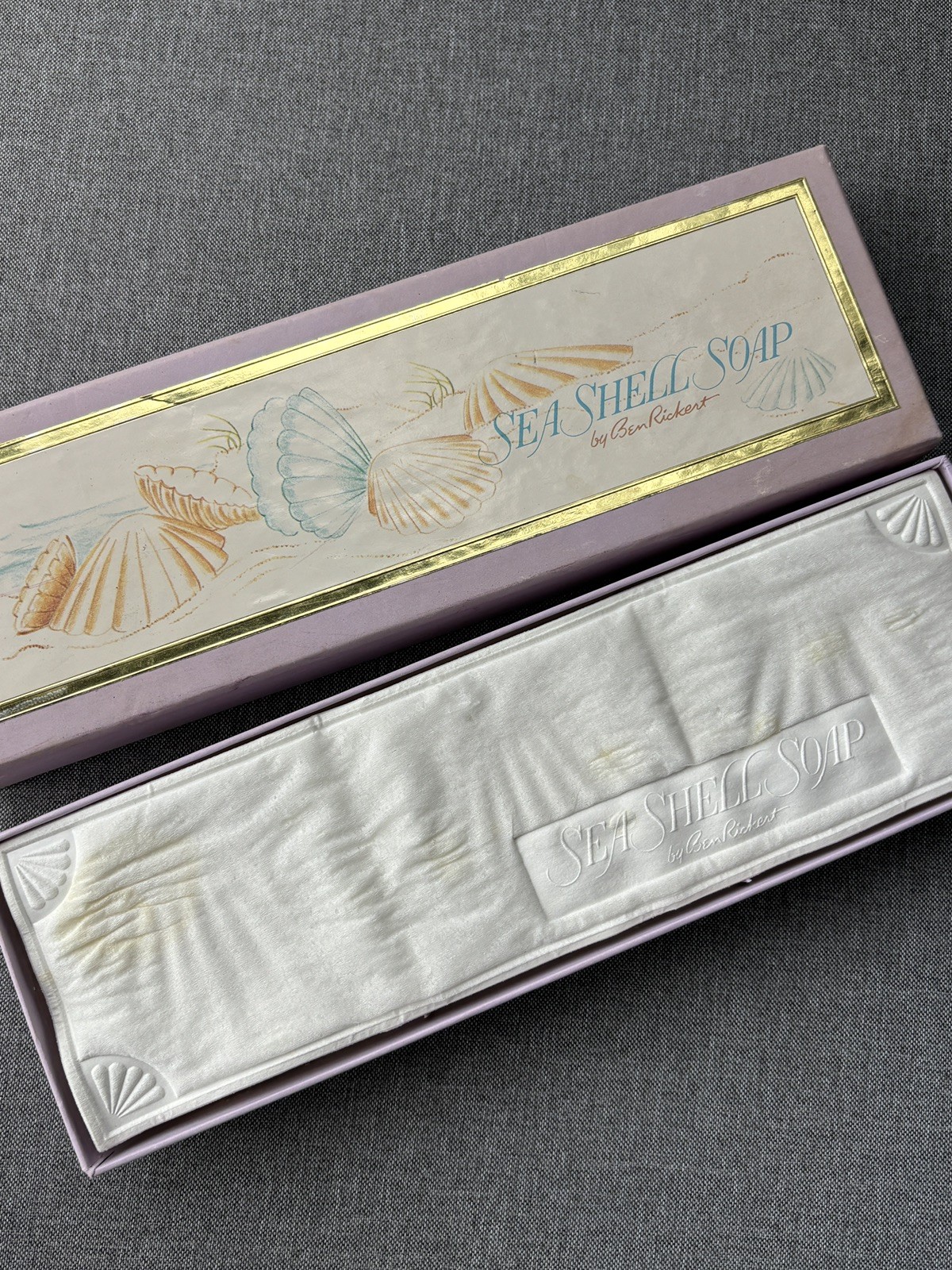 Decorative Sea Shell Soap by Ben Rickert – Vintage – 3 Purple + White Shells