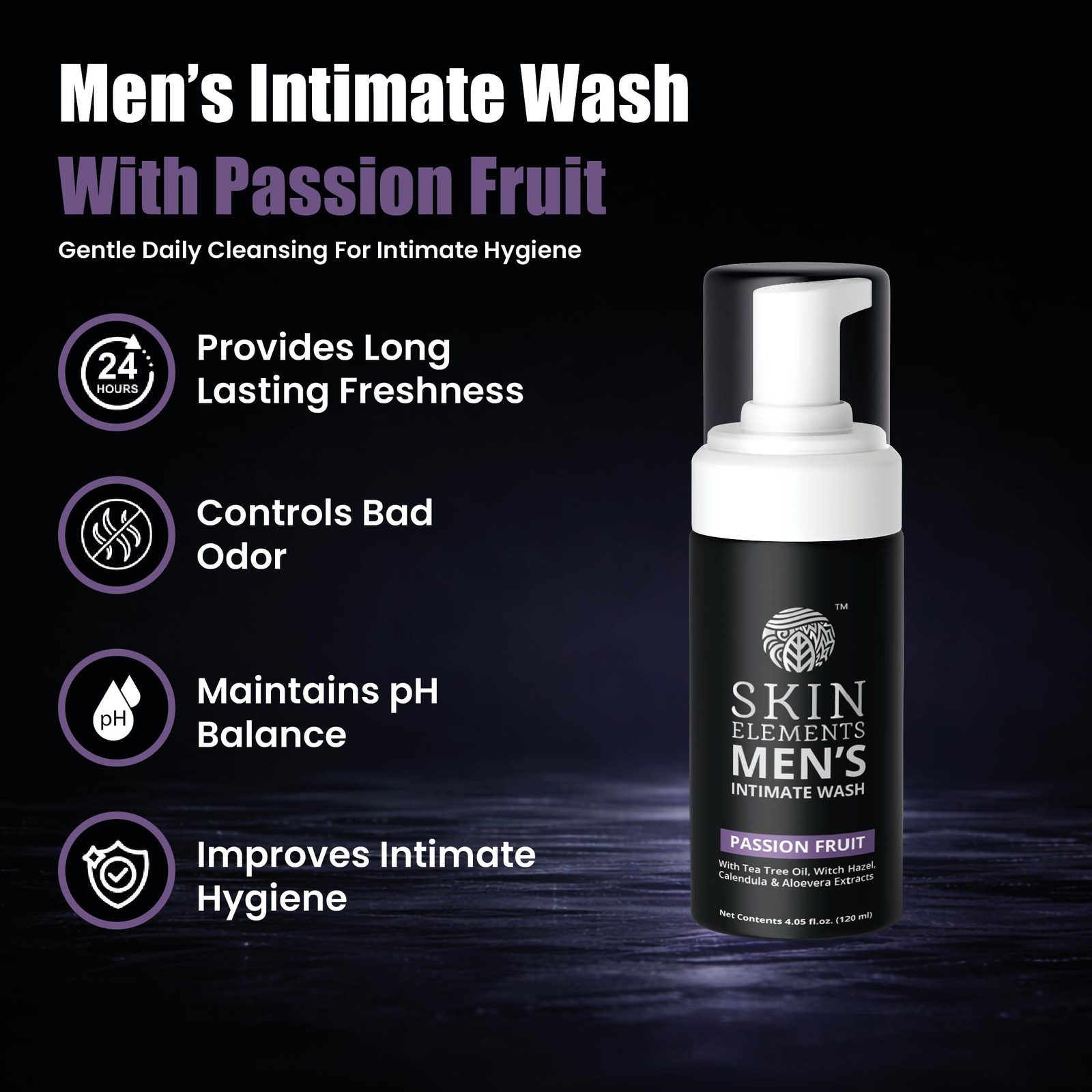 Skin Elements Intimate Wash for Men with Passion Fruit 120 ml (Pack of 1)