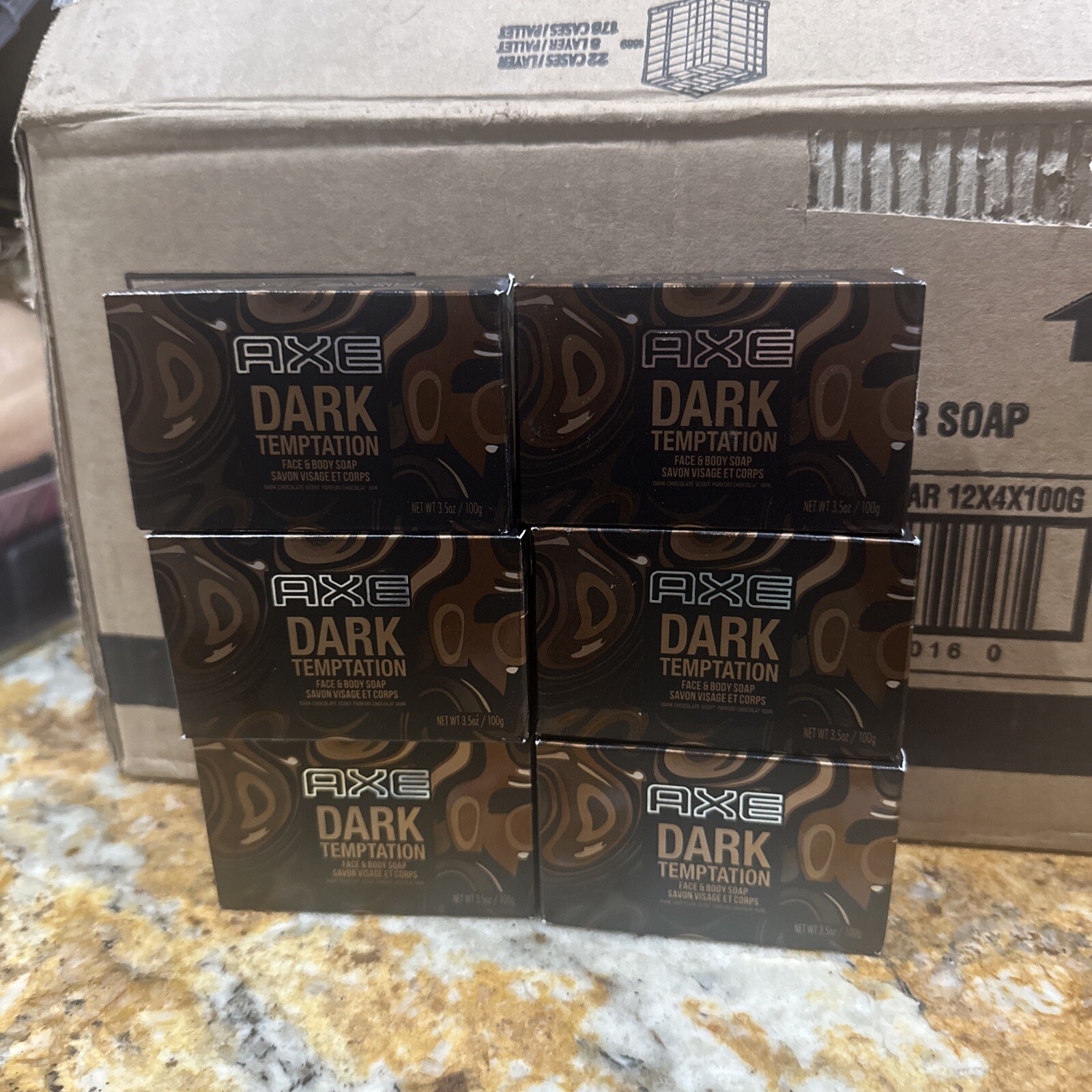 AXE DARK TEMPTATION FACE & BODY SOAP BARS 6 x 3.5 oz Ea Bar SEALED RARE 6 Pcs.