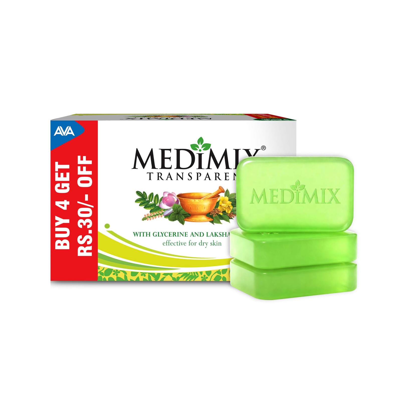 Medimix Ayurvedic Bathing Bar Soap 125g (4 Pack) – Glycerine & Lakshadi Oil