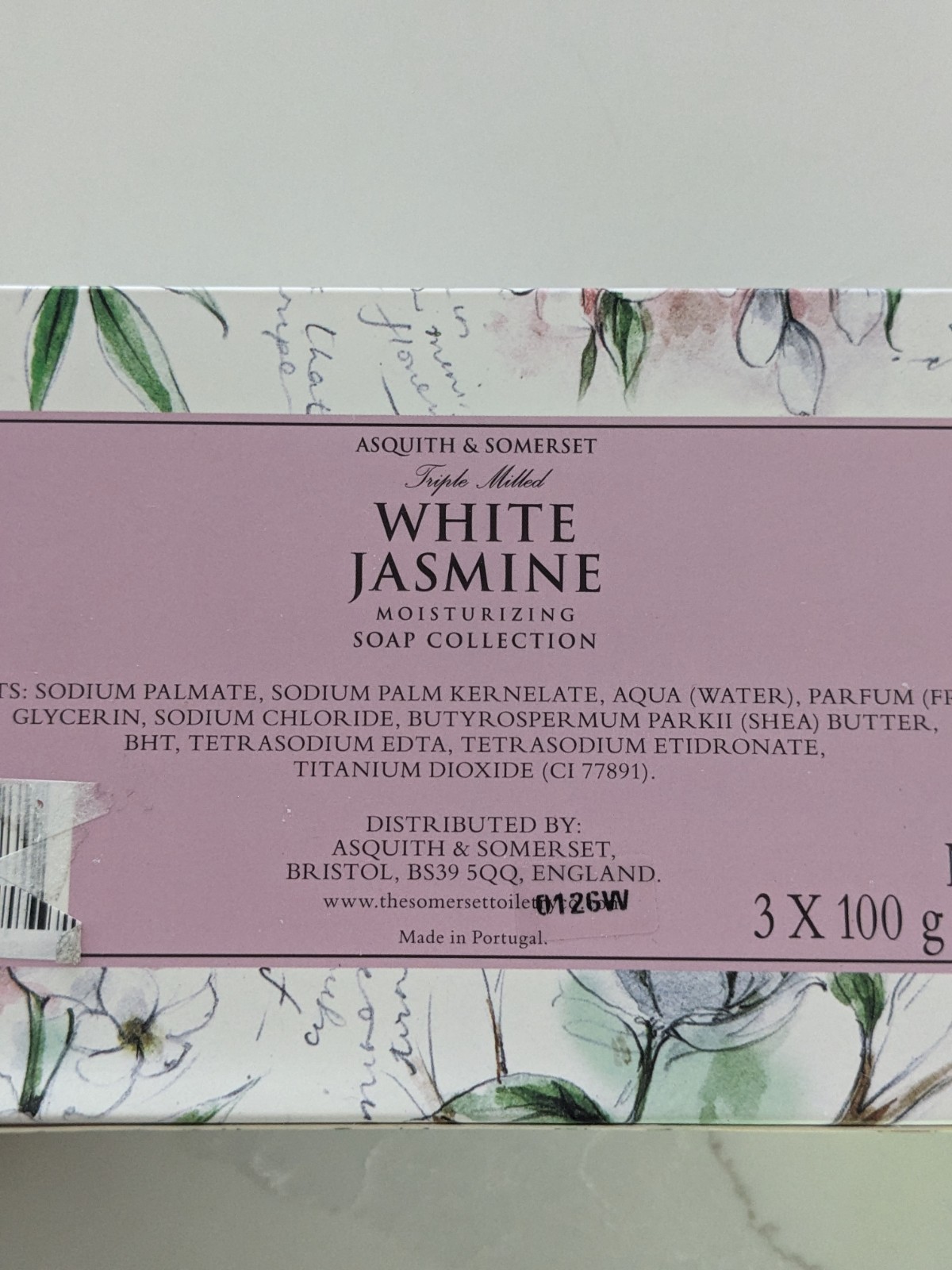 Asquith & Somerset White Jasmine Luxury Soap Bar Set Embossed 3.52oz x3