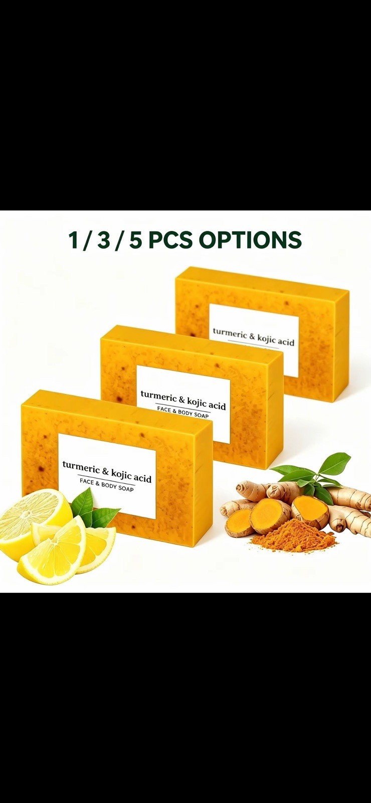 Turmeric & Kojic Acid Face & Body Soap Bars Multipack 1/3/5 PCS Options