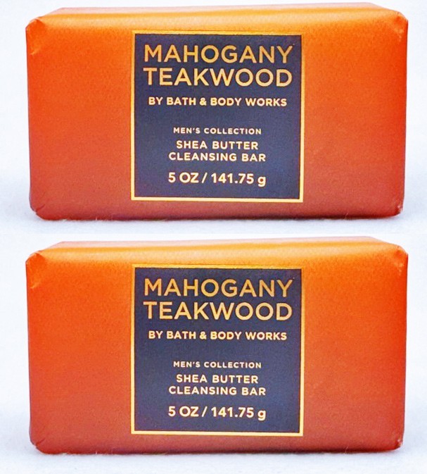 2 Bath & Body Works MAHOGANY TEAKWOOD MEN Cleansing Bar Soap Hands 5 oz