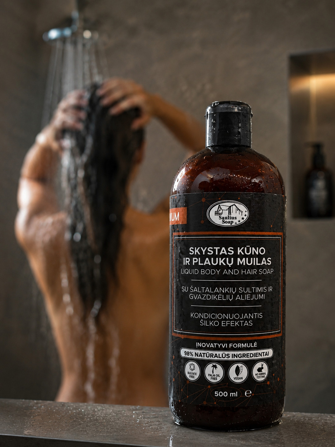 Natural Body & Hair Soap 500ml Sea Buckthorn & Clove Oil Vegan Sulfate Free
