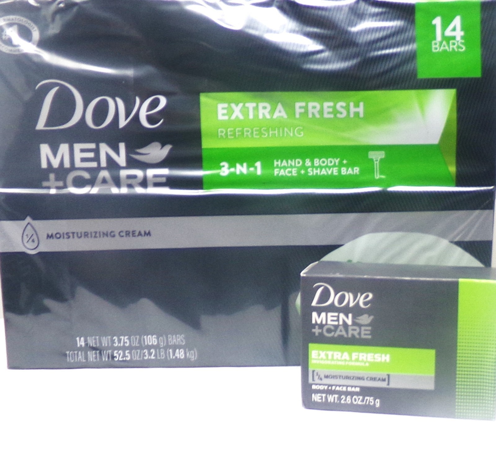 Dove Men+Care Body and Face Bar Soap, Extra Fresh, 3.75 oz., 14 ct. *SKU25-3*