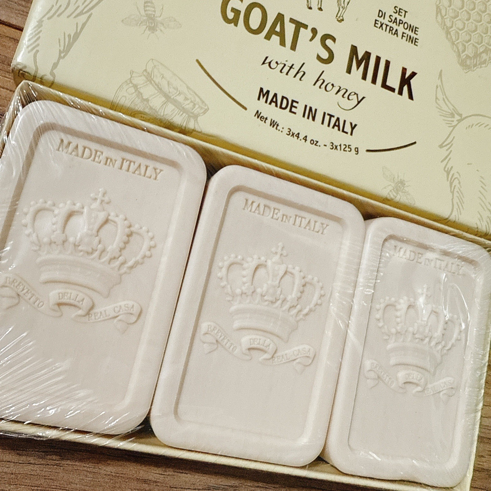 SAPONERIE MARIO FISSI SRL Set 3×4.4 OZ Goat Milk With Honey Luxury Soap Italy