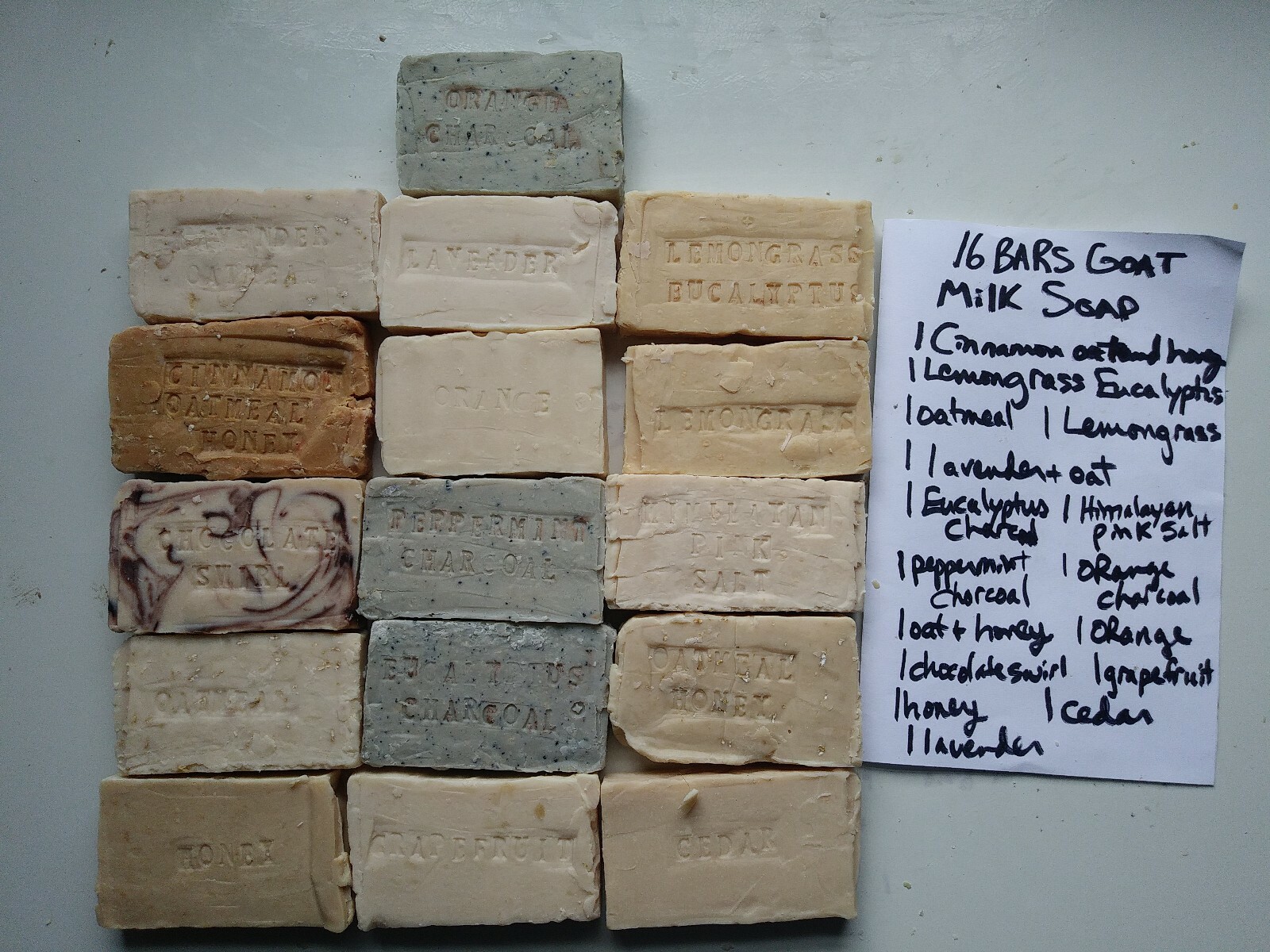 16 BARS RAW GOAT MILK SOAP HAPPY GOAT CREAMERY OATMEAL & HONEY TEA TREE ORANGE