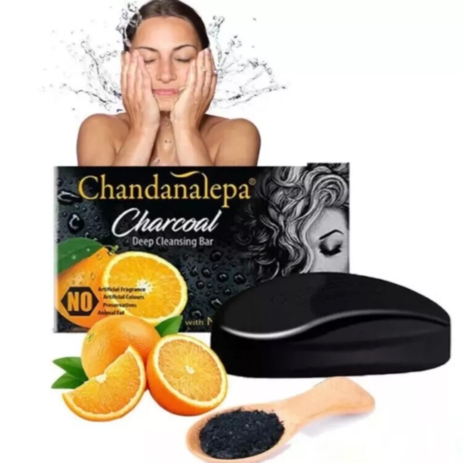 Charcoal Ayurveda Herbal Soap Chandanalepa Beauty Body Health Free Shipping 100g