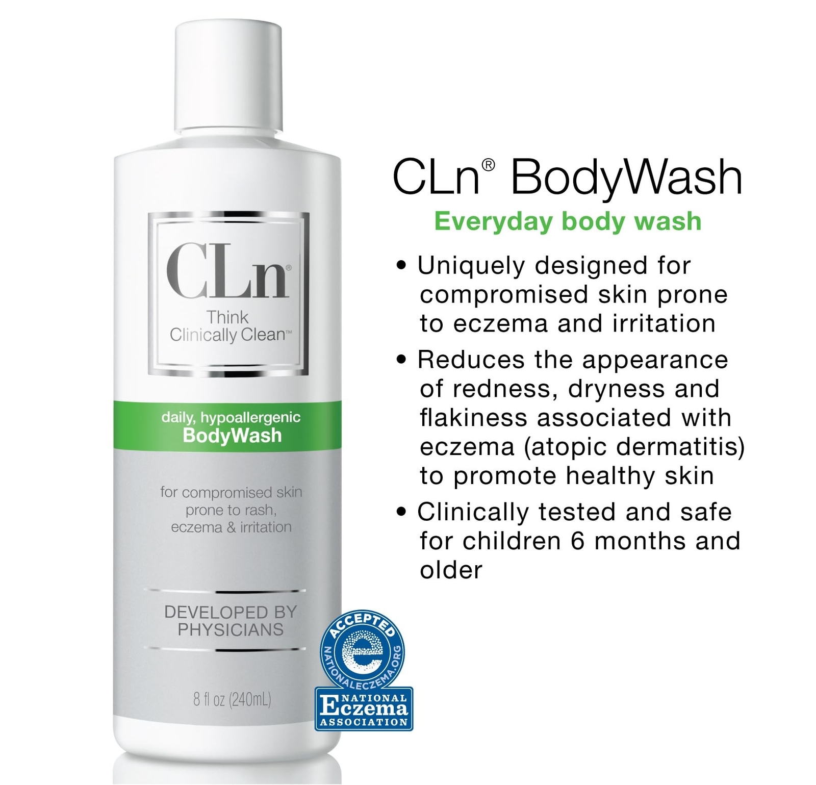 CLn® BodyWash –Non-Drying Body Wash, For Compromised Skin Prone to Ec
