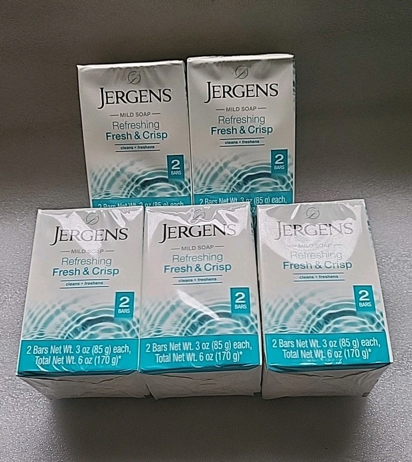 5x Lot Jergens Fresh & Crisp Mild Soap 10 Bars Total New Sealed