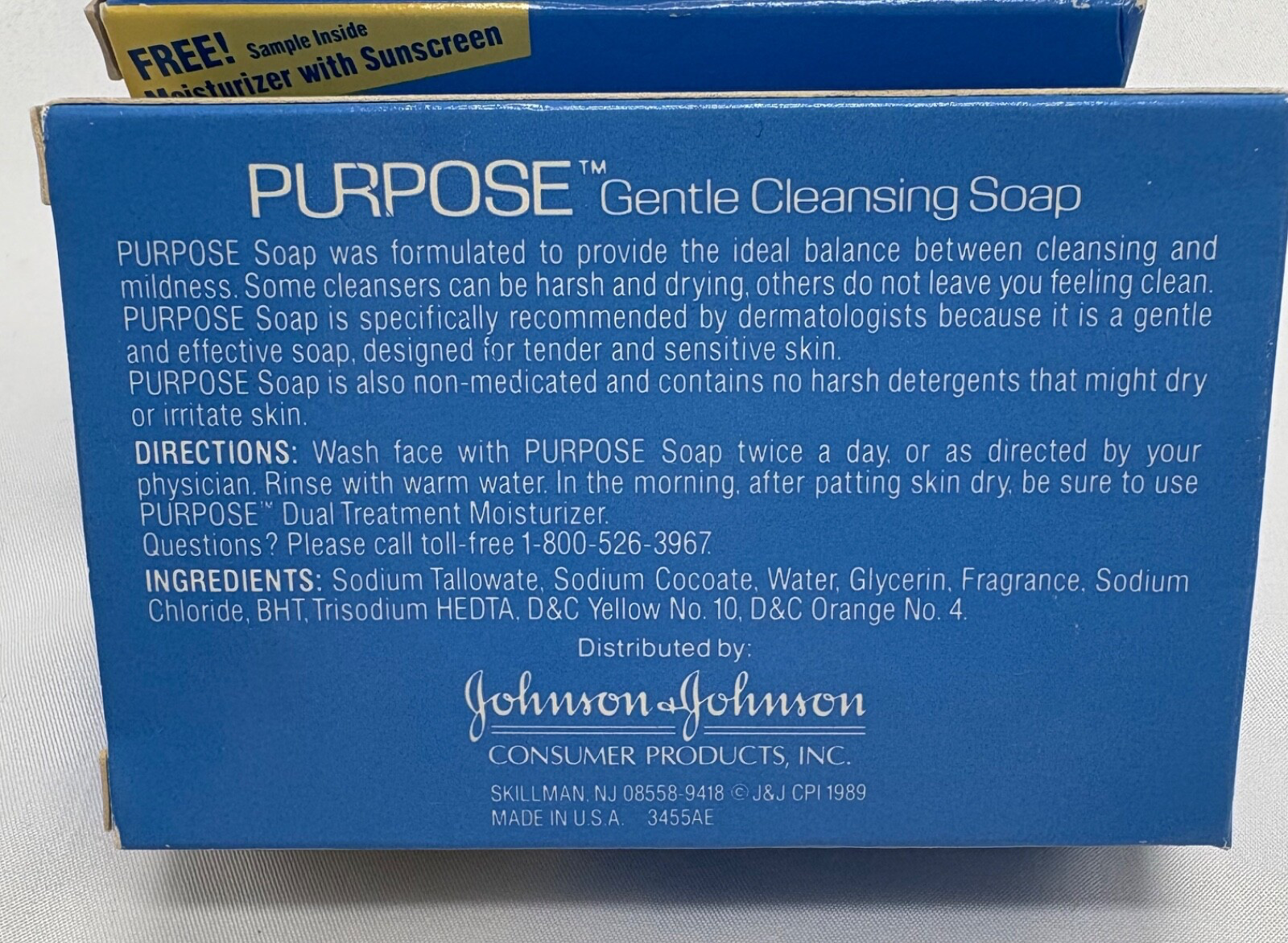 Purpose Gentle Cleansing Bar Soap Sensitive Skin 6oz Vintage 1989 Lot of 3