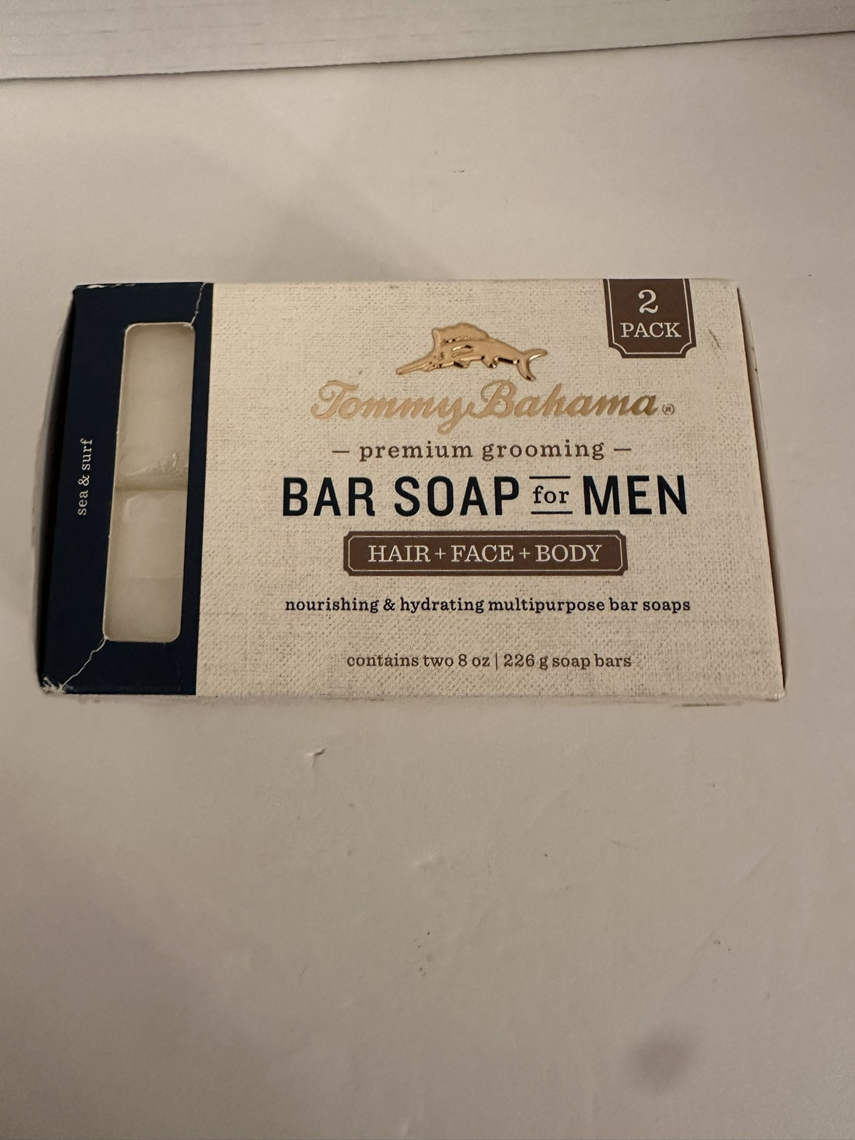 New Tommy Bahama Premium Hair Face Body Bar Soap Duo 2-Pack Gift Set -Sea & Surf