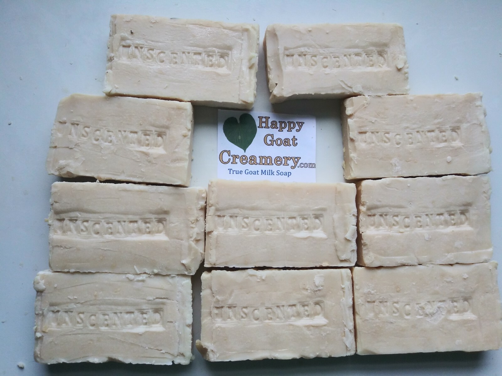 10 BARS UNSCENTED GOAT MILK LYE SOAP HAPPY GOAT CREAMERY CHEAP