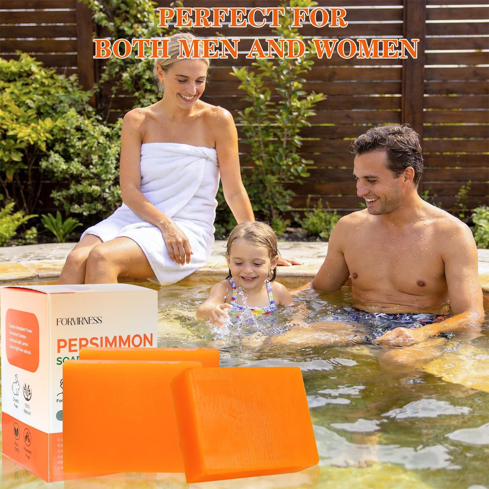 6 PCS Persimmon Soap Bar for Body Odor Control, Natural Deodorant Body Bar So…