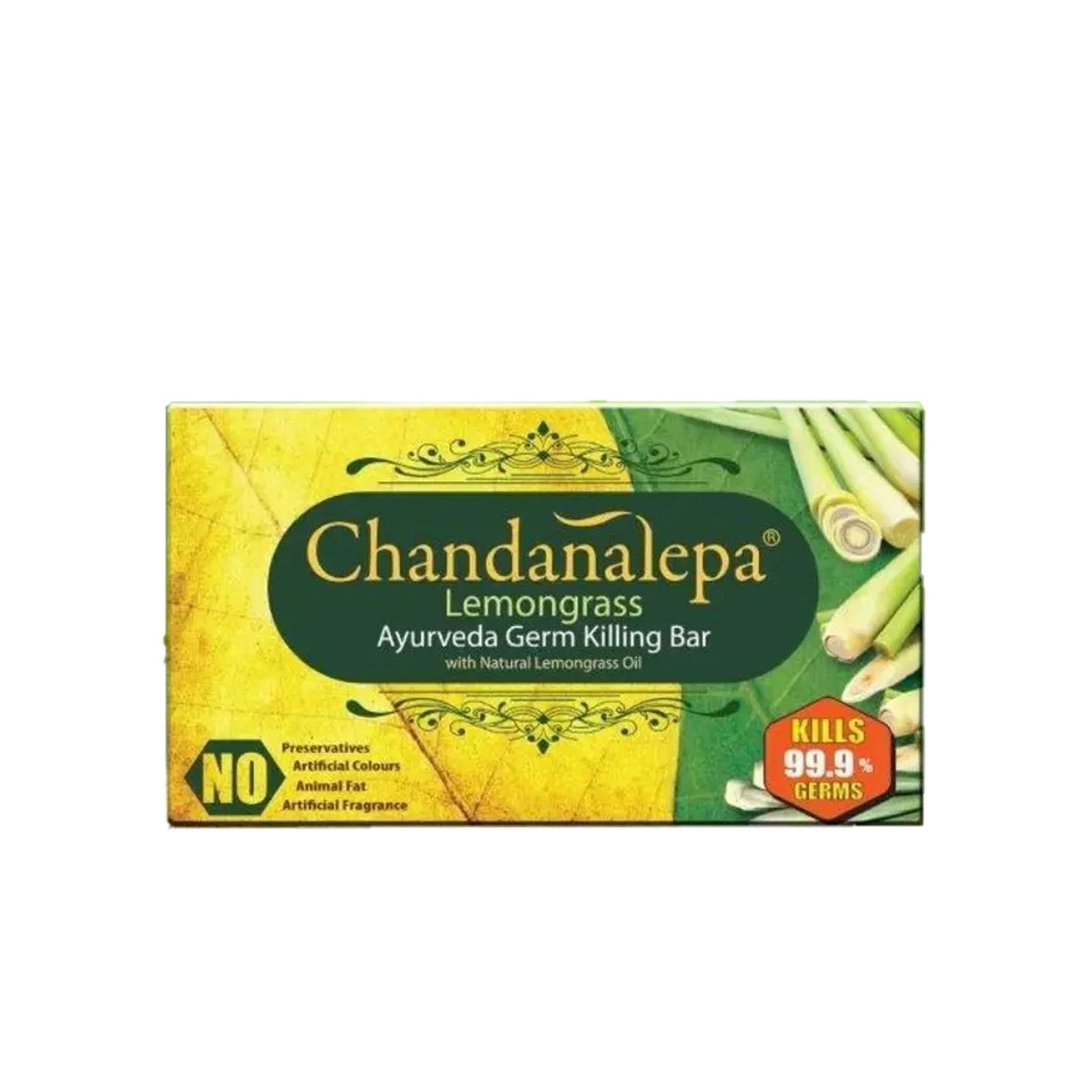 Ayurveda Chandanalepa Lemongrass Herbal Natural Beauty Soap Kills 99.9% Germs