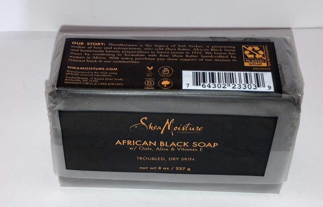 Shea Moisture African Black Bar Soap With Shea Butter, 8 oz Bar
