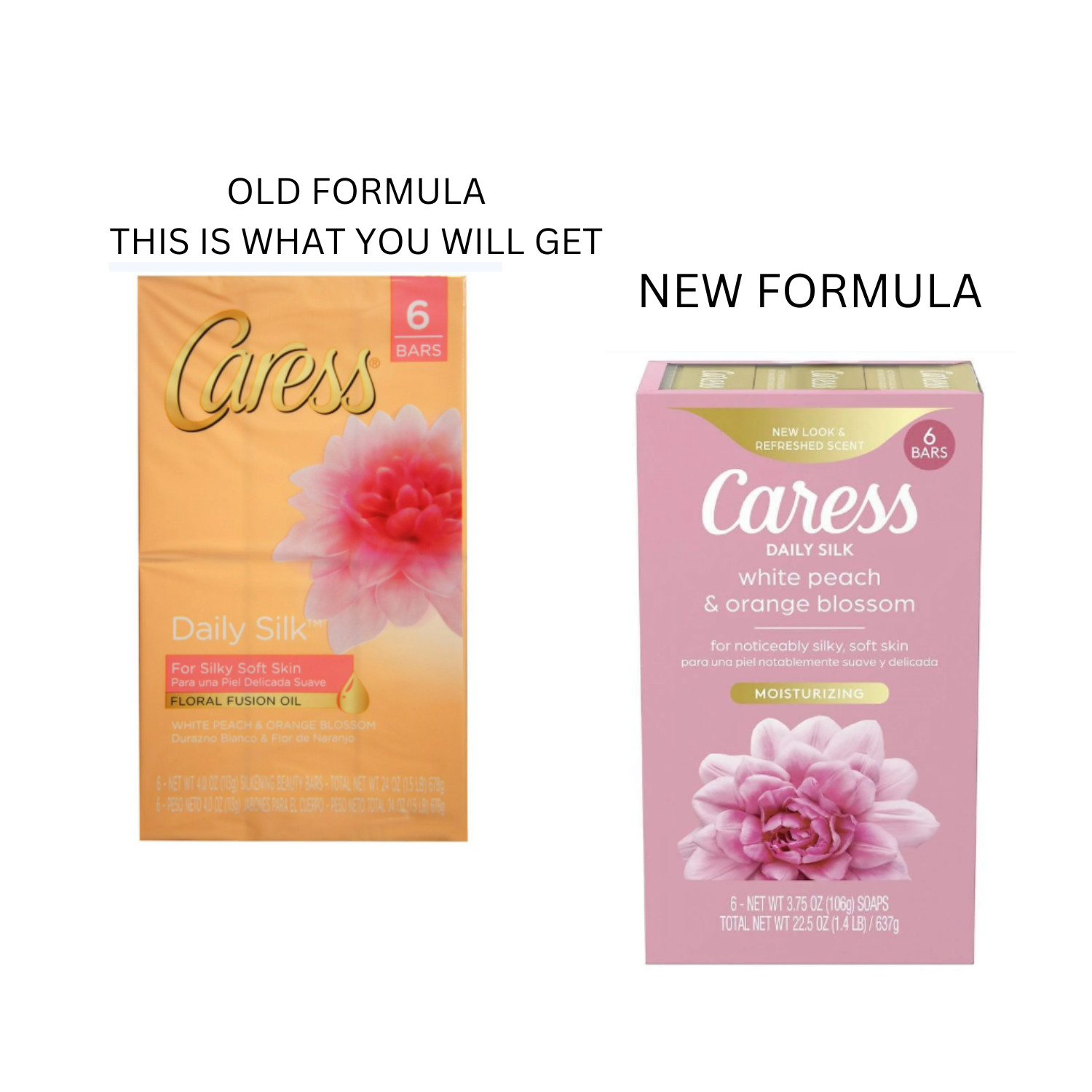 Caress Bar Soap Original Formula Floral Oil Essence Discontinued 4 Bars