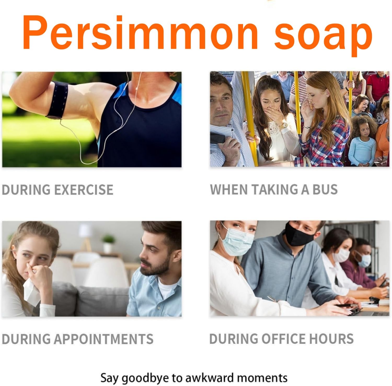2 PCS Persimmon Soap Bar for Body Odor Control – Natural Organic Deodorant f…