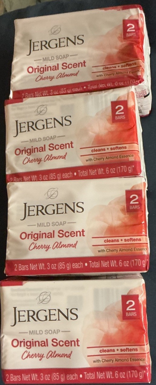 Jergens Cherry Almond Mild Soap Original Scent – 8 Bars (4x 2 Pack) – 3 Oz Each