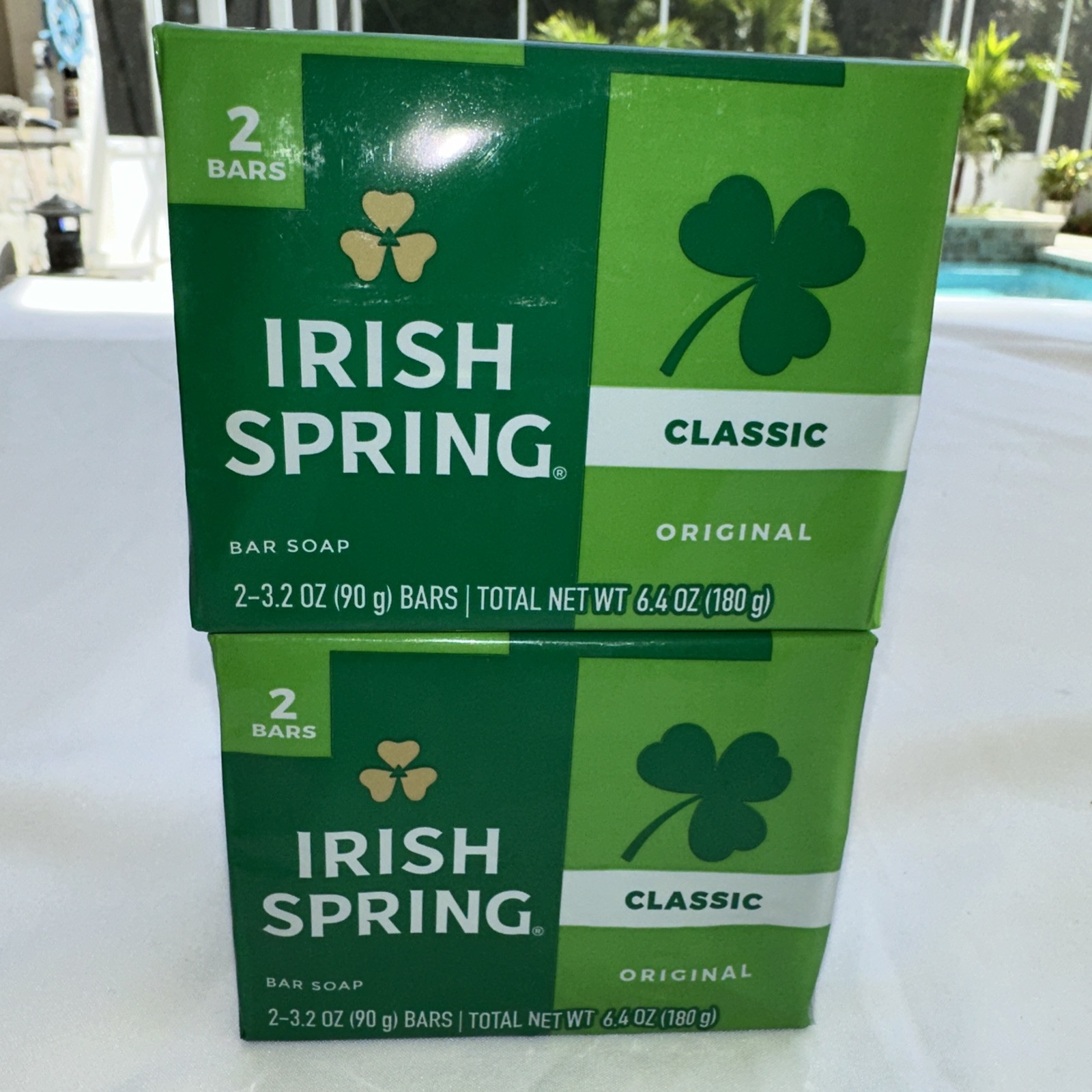Irish Spring CLASSIC SCENT 2 Packages Of Original Clean Bar Soap TWO 3.2 oz Bars